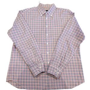 Scott Barber Men's XL Multicolor Plaid Button Down Shirt 100% Cotton Long Sleeve